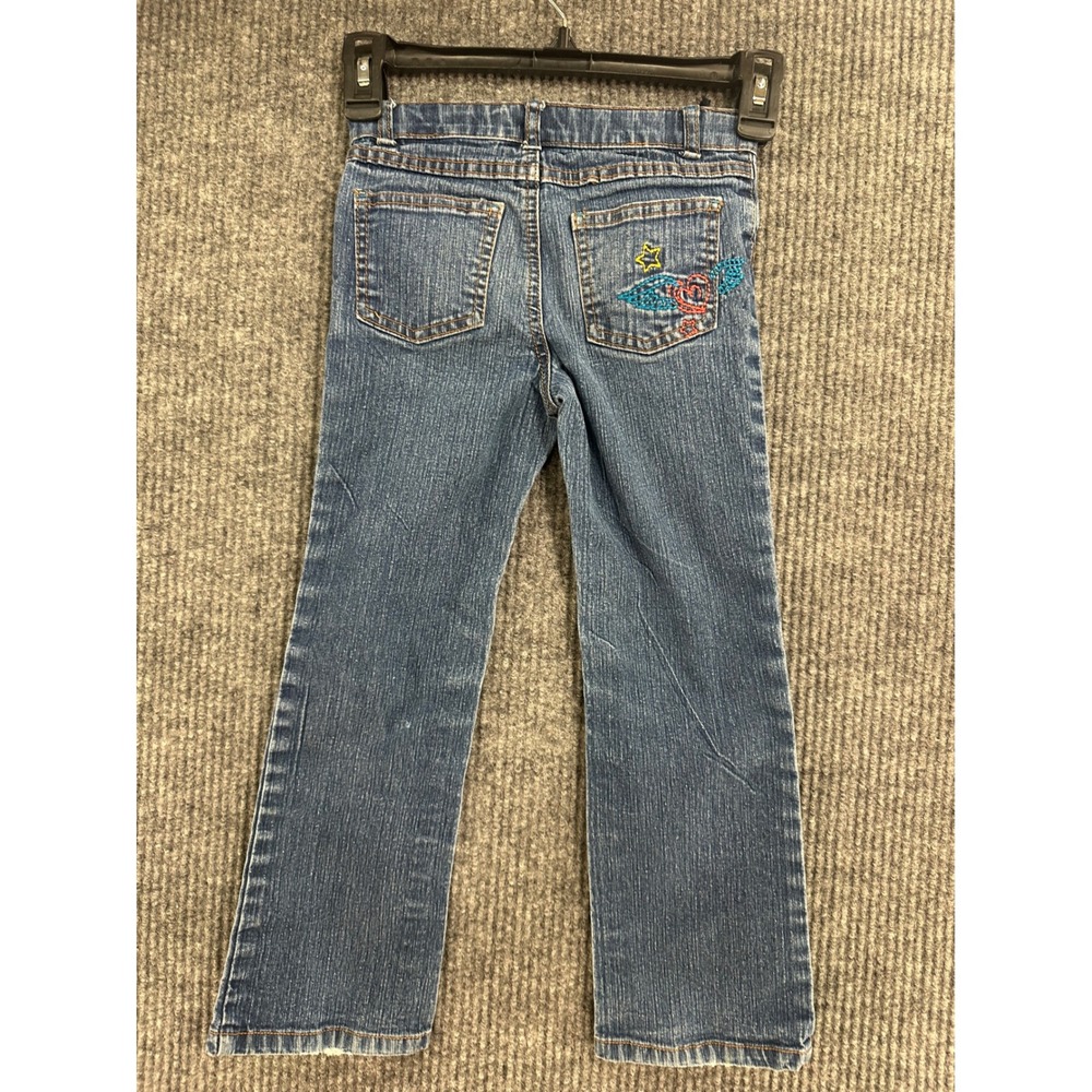 Circo Embroidered Jeans Kids 6 Blue Good Skull Star Rose Tattoo Denim Pants - Picture 2 of 12